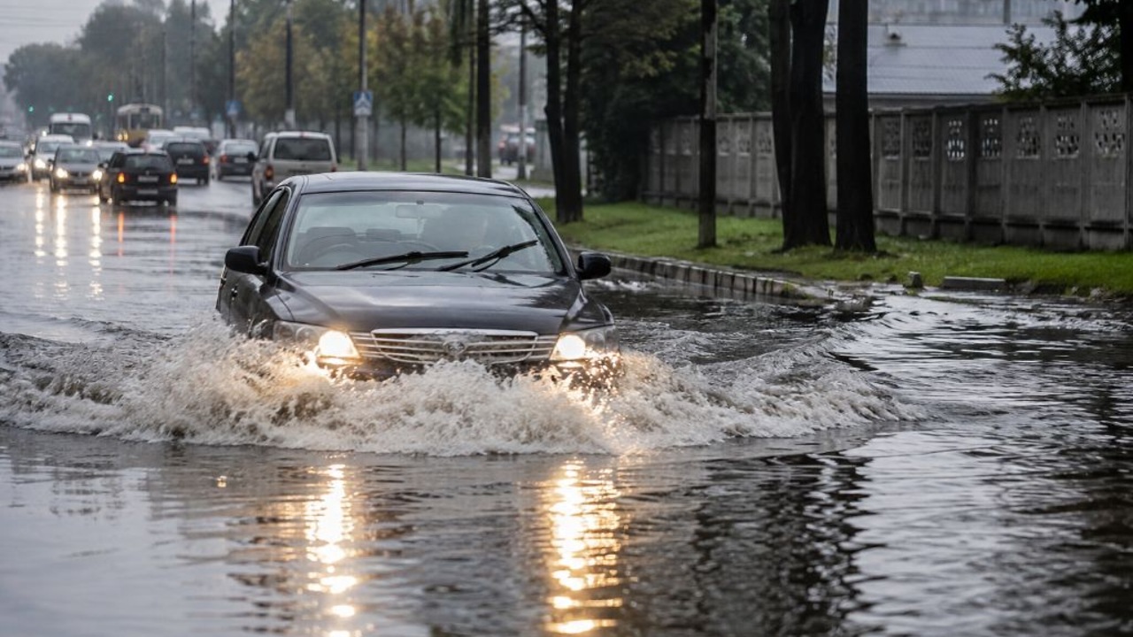 Водителям грозит дорогой ремонт двигателя после проезда по глубоким лужам